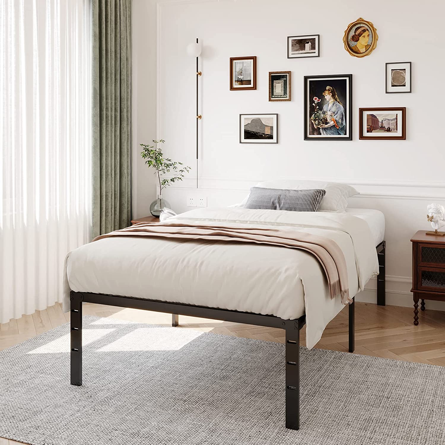 zunatu 14Inch Metal Bed Frame Platform Heavy Duty Sturdy Foundation