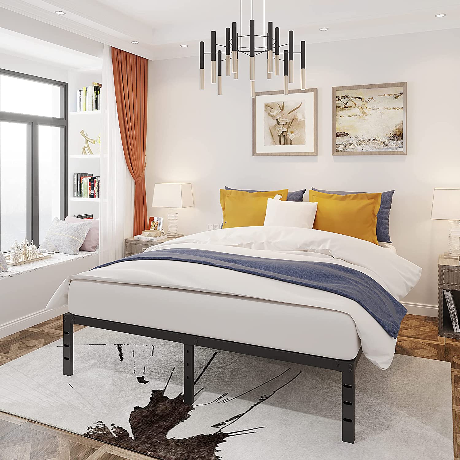 zunatu 14Inch Metal Bed Frame Platform Heavy Duty Sturdy Foundation