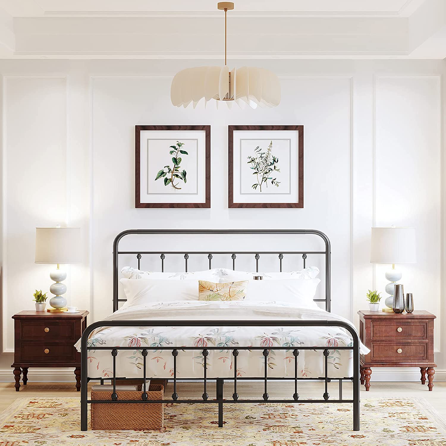 zunatu 14Inch Metal Bed Frame Platform Heavy Duty Sturdy Foundation with Storage Space Squeak