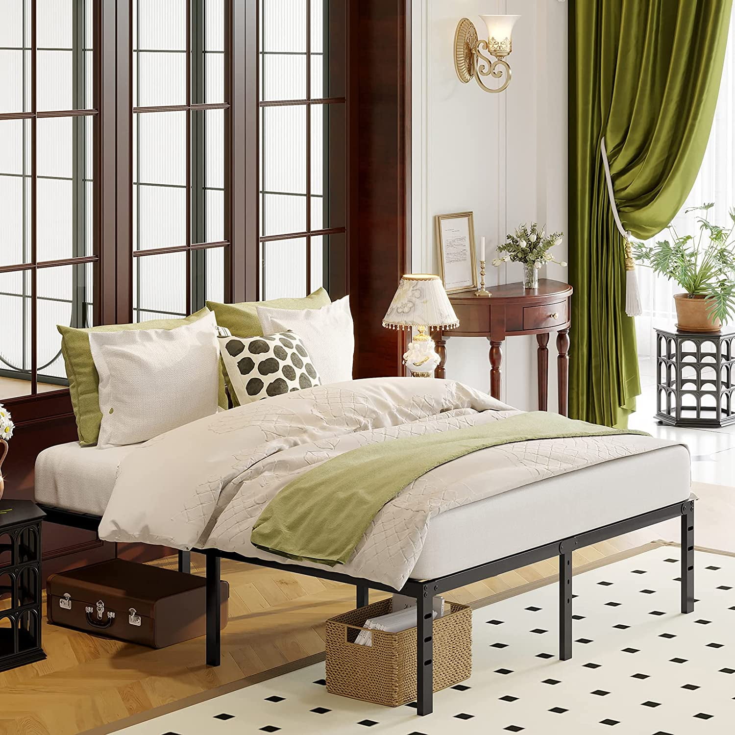 zunatu 14Inch Metal Bed Frame Platform Heavy Duty Sturdy Foundation