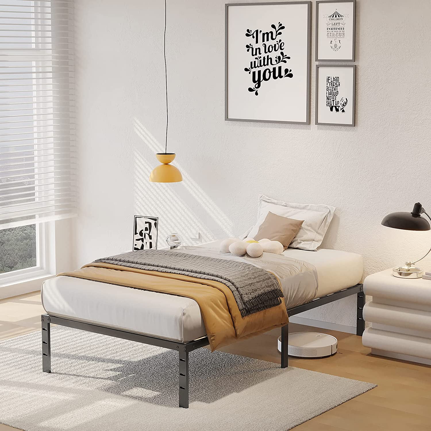 zunatu 14Inch Metal Bed Frame Platform Heavy Duty Sturdy Foundation