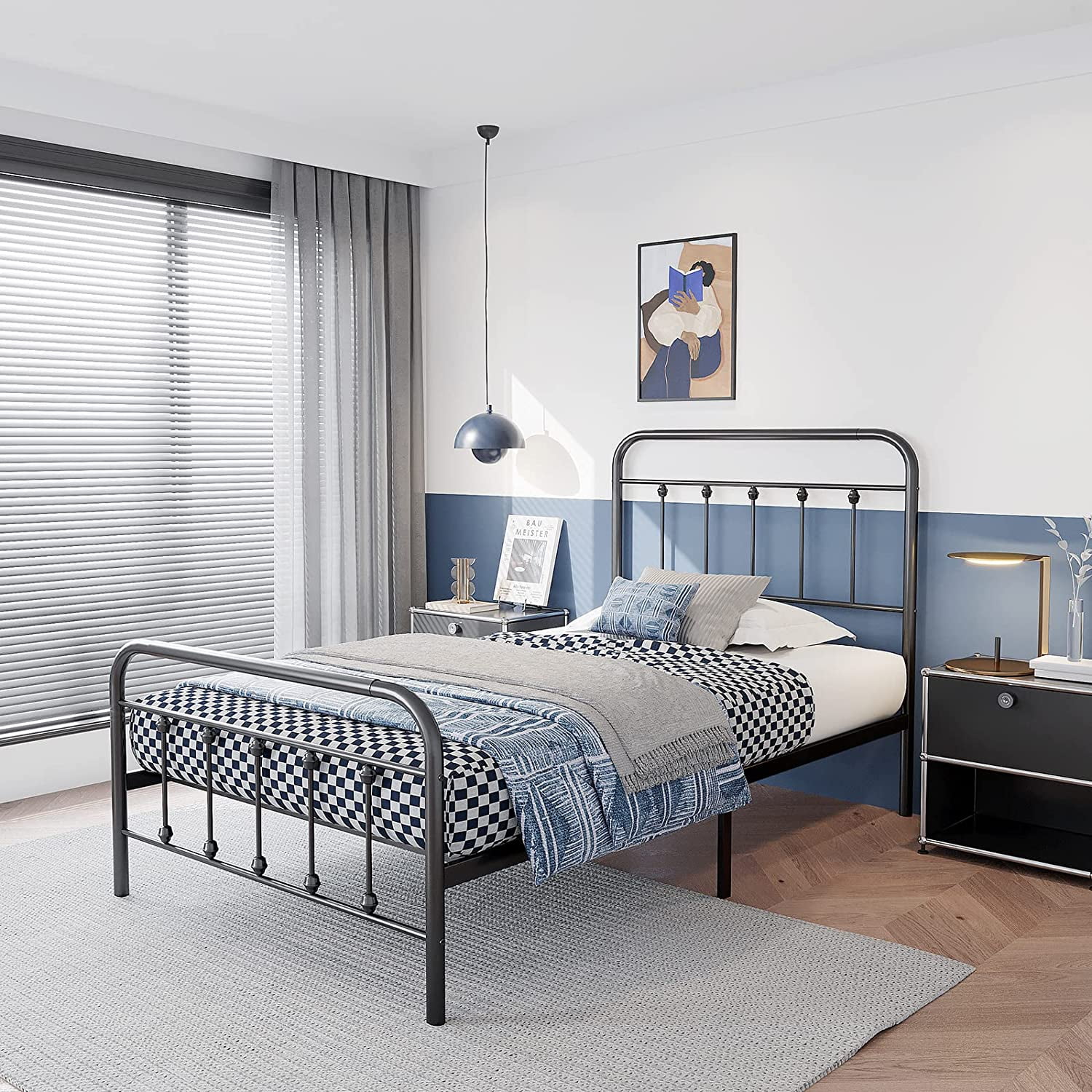 zunatu 14Inch Metal Bed Frame Platform Heavy Duty Sturdy Foundation