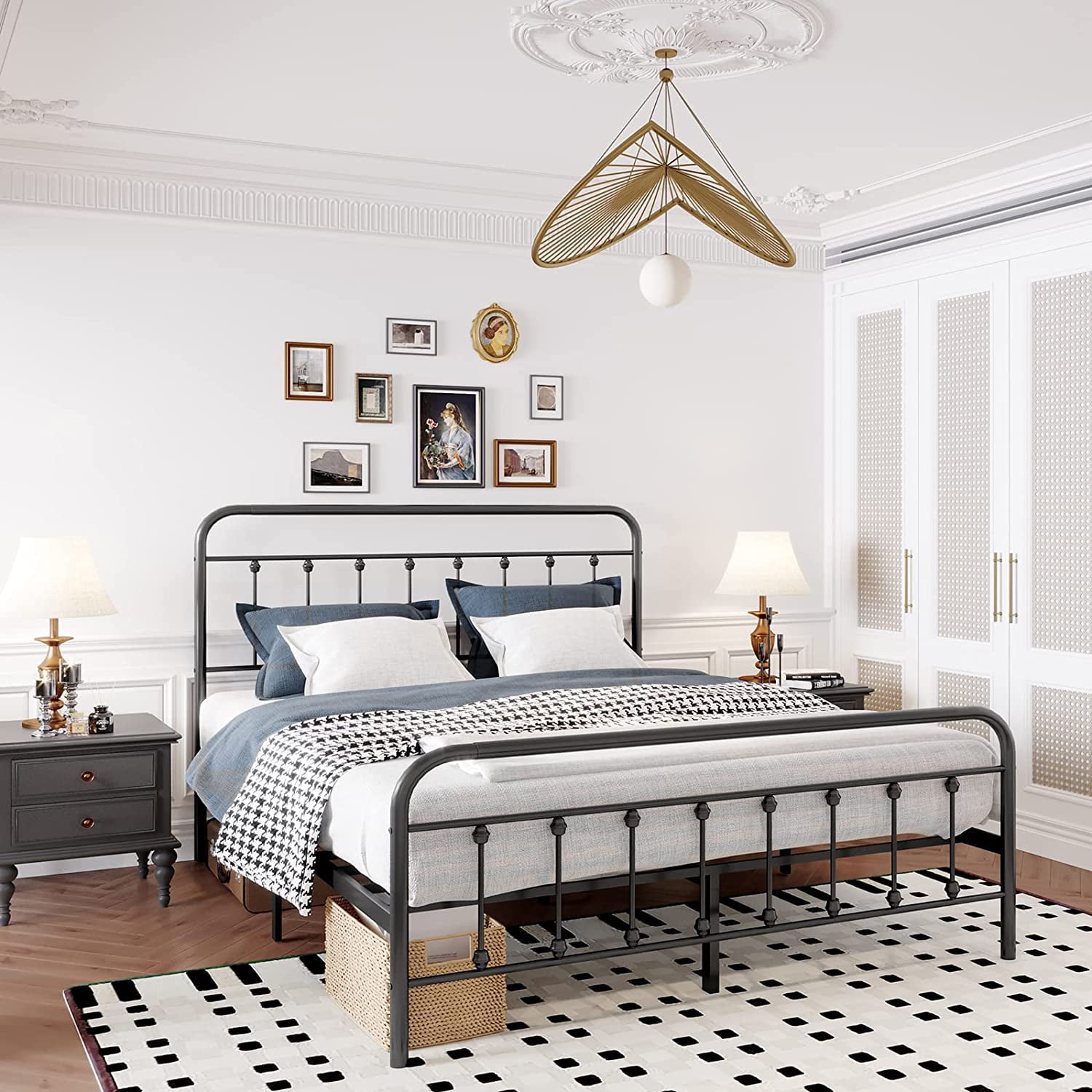 zunatu 14Inch Metal Bed Frame Platform Heavy Duty Sturdy Foundation with Storage Space Squeak