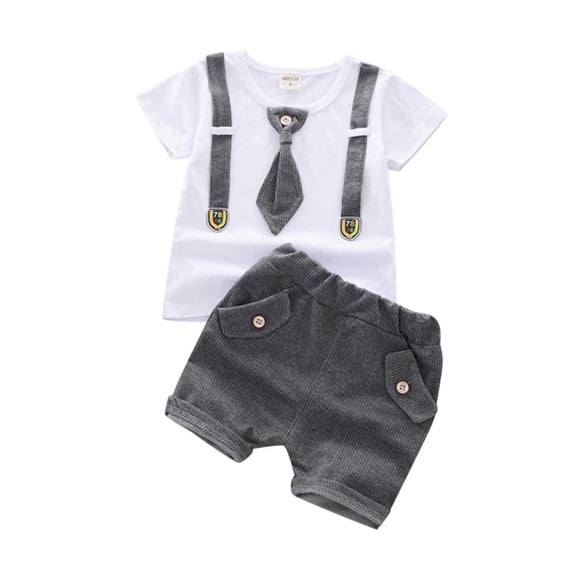 zuwimk Baby Boy Outfit Sets ,Baby boys Graphic T-shirt and Shorts 2-piece Outfit Set Gray