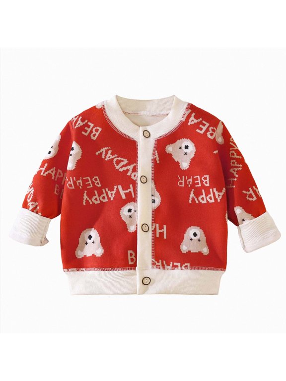Baby Clothes Toddler Girls Cardigans Hollow out Knitted Sweater Button down Open Front Outwear(6-12 Months,Red)