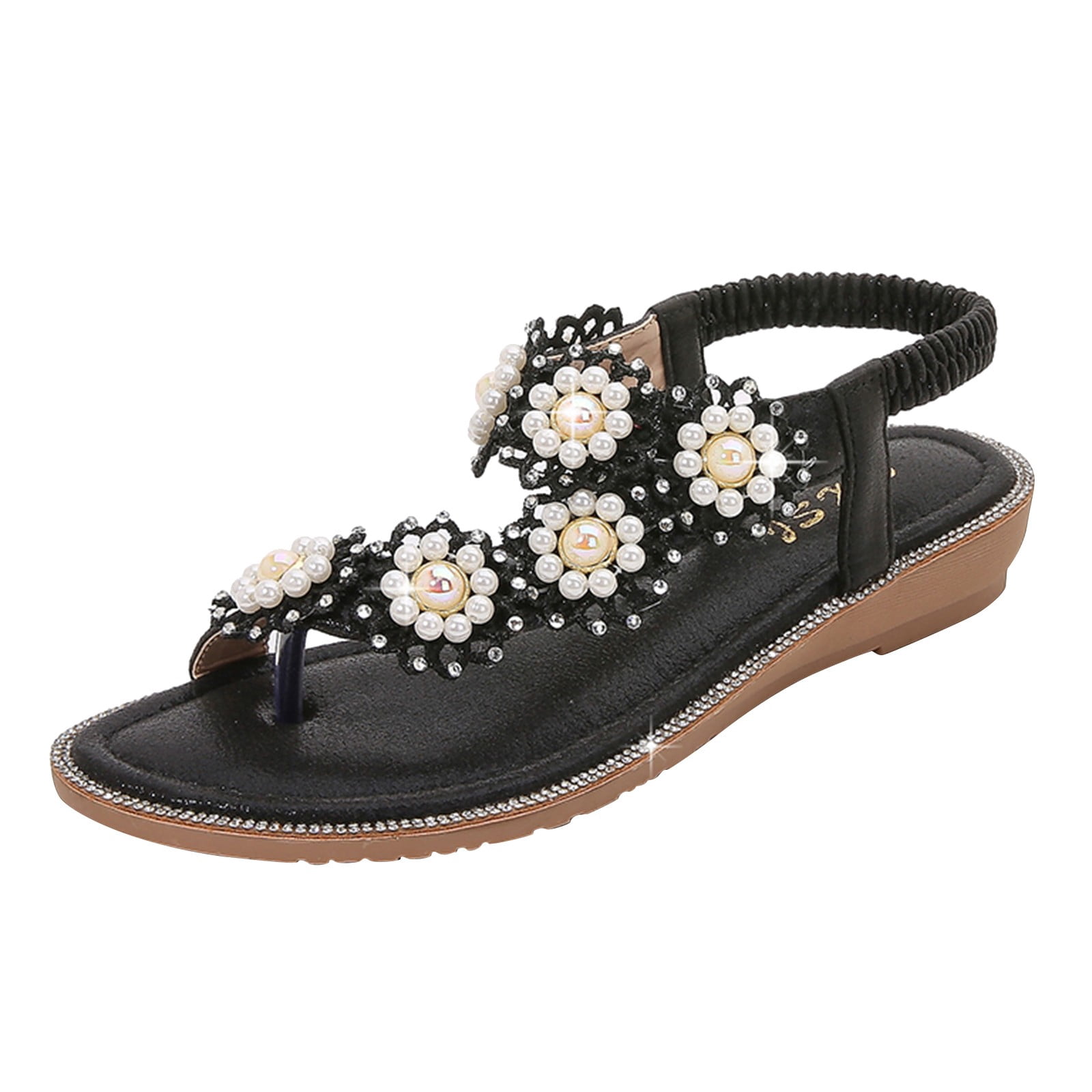 Bio Rock Ladies Beaded Boho Flip Flop Sandals - Summer Beach Wedge Sandals
