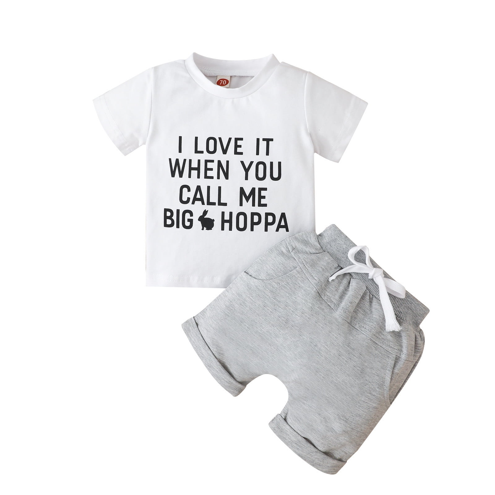 2pcs Baby Boy/Girl Solid Ribbed Short-sleeve Tee and Shorts Set