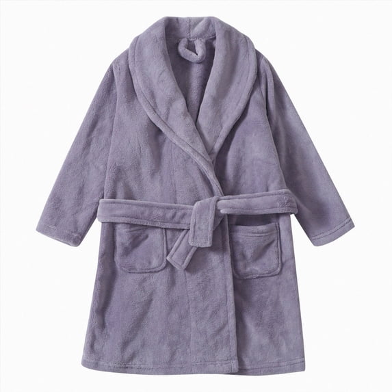 zuwimk Boys Girls Bathrobes,Toddler Boy Girl Robes,Children's Plush Soft Coral Fleece Hooded Pajamas Sleepwear for Kids(Purple,7-8 Years)