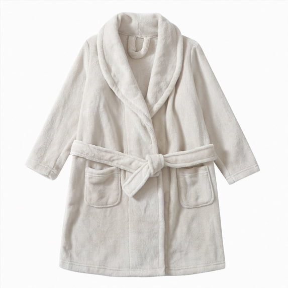 zuwimk Boys Girls Bathrobes,Toddler Boy Girl Robes,Children's Plush Soft Coral Fleece Hooded Pajamas Sleepwear for Kids(White,3-4 Years)