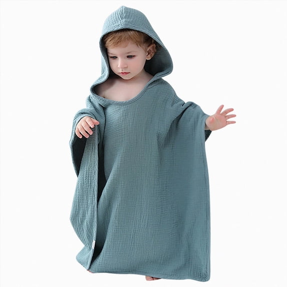 zuwimk Boys Girls Terry Bathrobe,Cotton Towel Robe ,Hooded Toddler Soft Fuzzy Robe For Kids(Blue,One Size)
