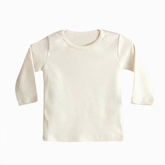 zuwimk Boys Long Sleeve Shirts Cotton Solid Crew Neck Basic Shirts(12-18 Months,Beige)