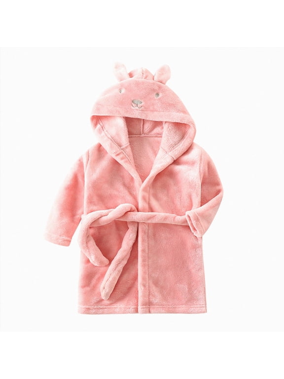 Boys Soft Hooded Bathrobe Kids Warm Gamer Fleece Robe Sleepwear Plush for Kids(Pink,5-6 Years)