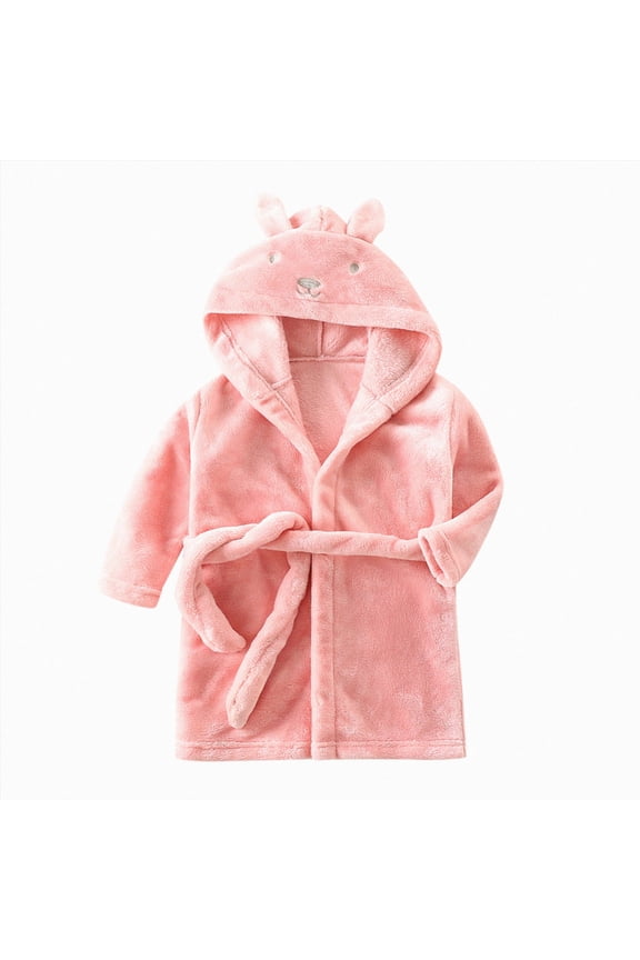 Boys Soft Hooded Bathrobe Kids Warm Gamer Fleece Robe Sleepwear Plush for Kids(Pink,5-6 Years)
