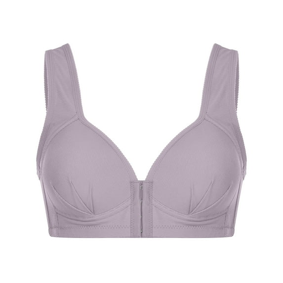 zuwimk Bras For Women Push Up,Women's Minimizer Bra Unlined Underwire Full Figure Lace Bra Plus Size Full Coverage Unpadded Bra Gray,M