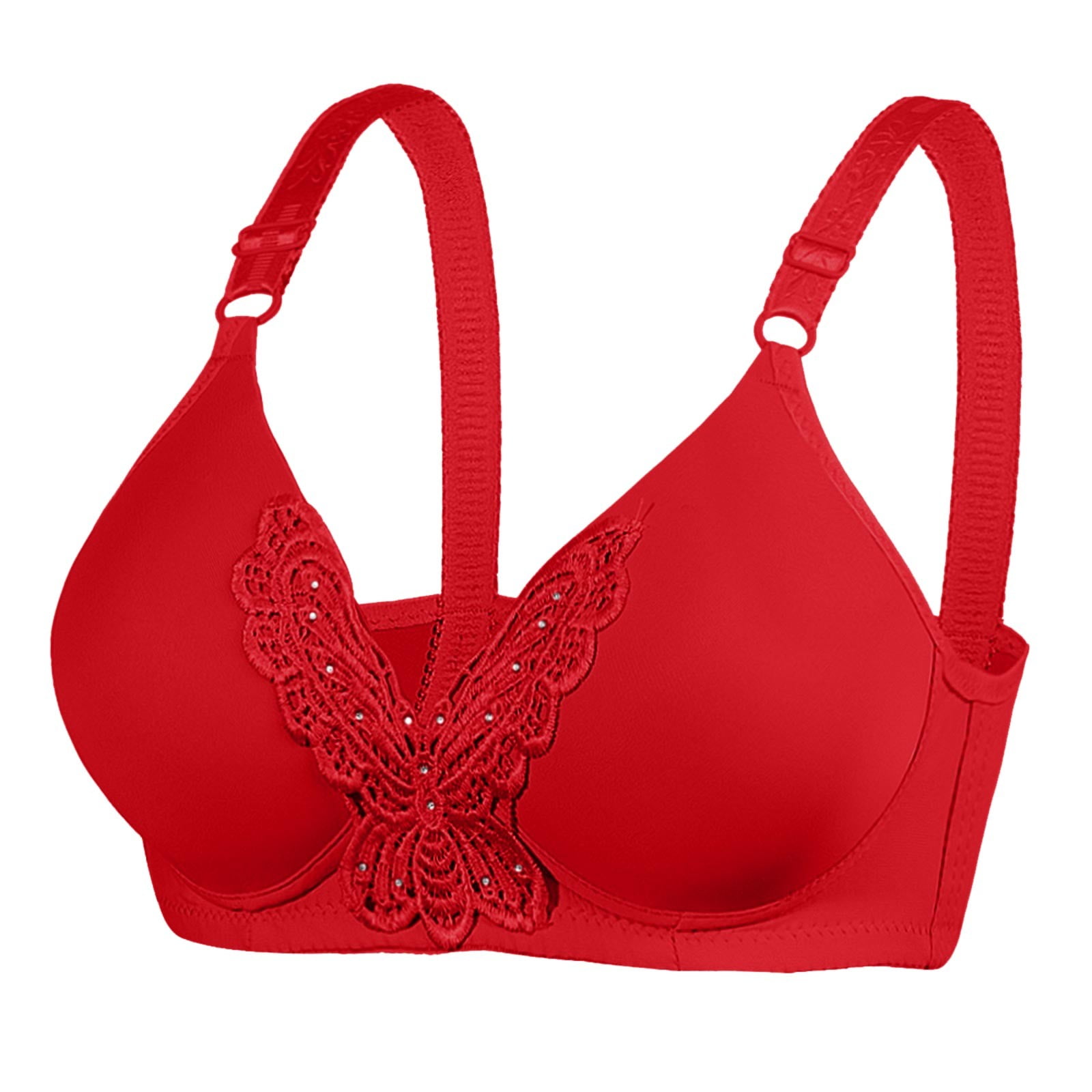 zuwimk Bras For Women Push Up,Women's No Side Effects Underarm and  Back-Smoothing Comfort Wireless Lift T-Shirt Bra Red,40