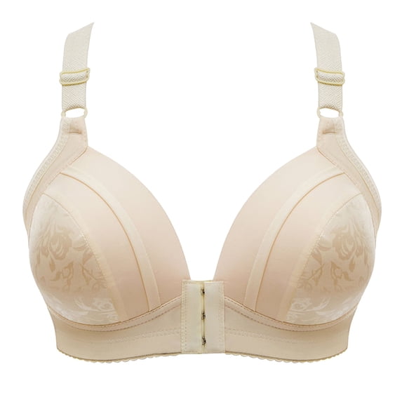 zuwimk Bras For Women,Women Front Closure Post Surgery Compression Everyday Bras with Adjustable Straps Wirefree Beige,38