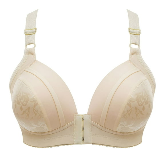 zuwimk Bras For Women,Women Front Closure Post Surgery Compression Everyday Bras with Adjustable Straps Wirefree Beige,42
