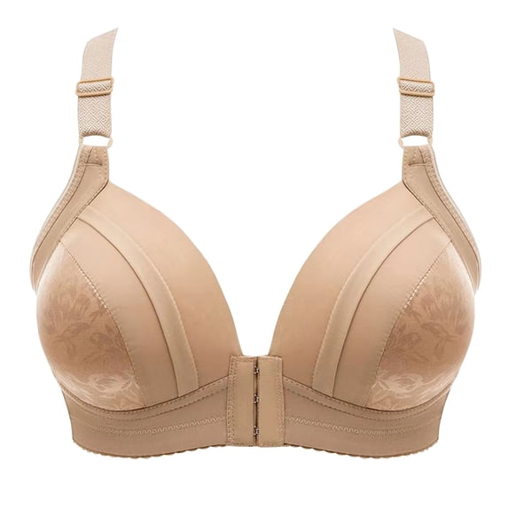 zuwimk Bras For Women,Women Front Closure Post Surgery Compression Everyday Bras with Adjustable Straps Wirefree Khaki,42