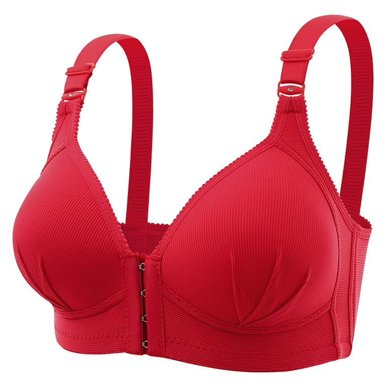 zuwimk Bras For Women,Women Post- Sports Support Bra Front Closure with  Adjustable Straps Z-Red,38/85 