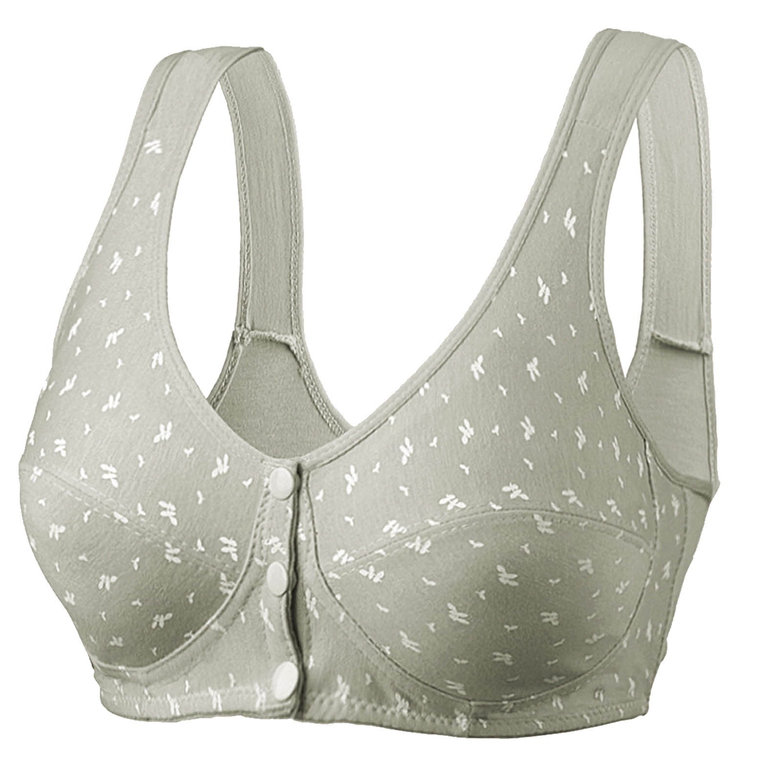 Front Closure Bras for Seniors,Daisy Bra for Women,Convenient Front Button  Unlined Wirefree Full Coverage Cotton Bras