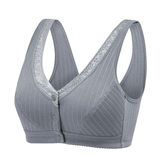 zuwimk Bras for Women,Women V Neck Bralettes Padded Seamless Adjustable Straps Bra Gray,46
