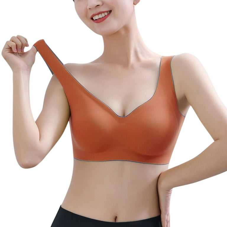 zuwimk Bras for Women,Women's Wireless Bra with Cooling Seamless Smooth  Comfort Wirefree T-Shirt Bra Red,XL
