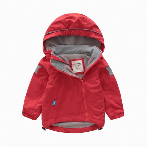 zuwimk Girls Lightweight Hooded Jacket Kids Water-Resistant Windbreaker Printed Jacket(6-7 Years,Red)