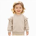 thumbnail image 1 of zuwimk Girls Long Sleeve T Shirts Kids Crewneck Fall Winter Tops Basic Tees(2-3 Years,Beige), 1 of 6