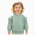 thumbnail image 1 of zuwimk Girls Long Sleeve T Shirts Kids Crewneck Fall Winter Tops Basic Tees(6-12 Months,Green), 1 of 6