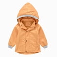 thumbnail image 1 of zuwimk Girls Rain Jacket Lightweight 𝖶aterproof Hooded Cotton Lined Raincoat Windbreaker Kids Outdoor Water 𝖱esistant Windproof Spring Fall Rain Wear(4-5 Years,Orange), 1 of 4