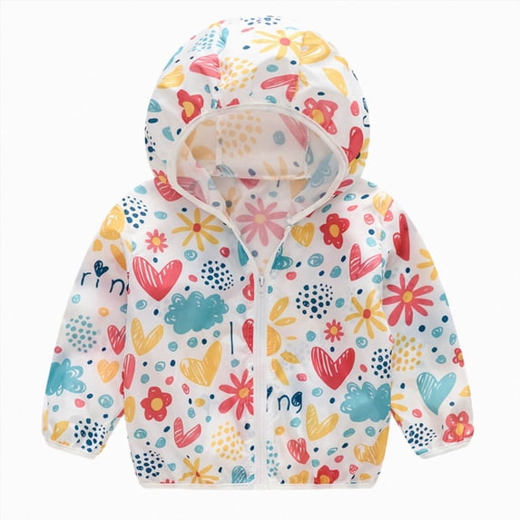 zuwimk Girls Rain Jacket Toddler Jacket Kids Raincoat Coat Hooded Long Sleeve Outerwear Children Clothing Jacket(18-24 Months,Orange)