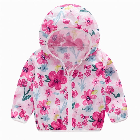 zuwimk Girls Rain Jacket Toddler Jacket Kids Raincoat Coat Hooded Long Sleeve Outerwear Children Clothing Jacket(5-6 Years,Black)