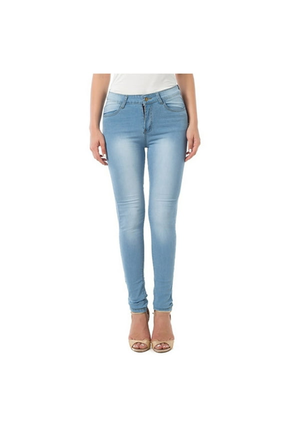High Waisted Jeans For Women,Women's Juniors Ankle Length Skinny Leg Denim Overalls Blue,M