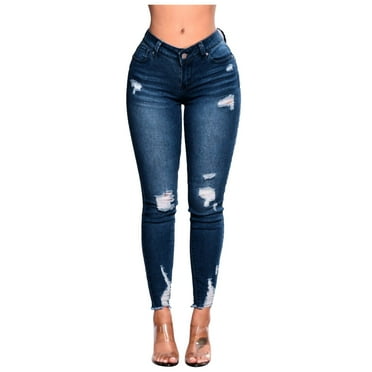 zuwimk High Waisted Jeans For Women,Womens Super Comfy Stretch Denim 5 Pockets Jeans Blue,XL