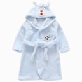 thumbnail image 1 of zuwimk Hooded Herringbone Boy's Fleece Soft Spa Kimono Long Robe, Kids Comfy Sleepwear Bathrobe(Blue,5-6 Years), 1 of 6