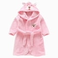 thumbnail image 1 of zuwimk Hooded Herringbone Boy's Fleece Soft Spa Kimono Long Robe, Kids Comfy Sleepwear Bathrobe(Pink,2-3 Years), 1 of 6
