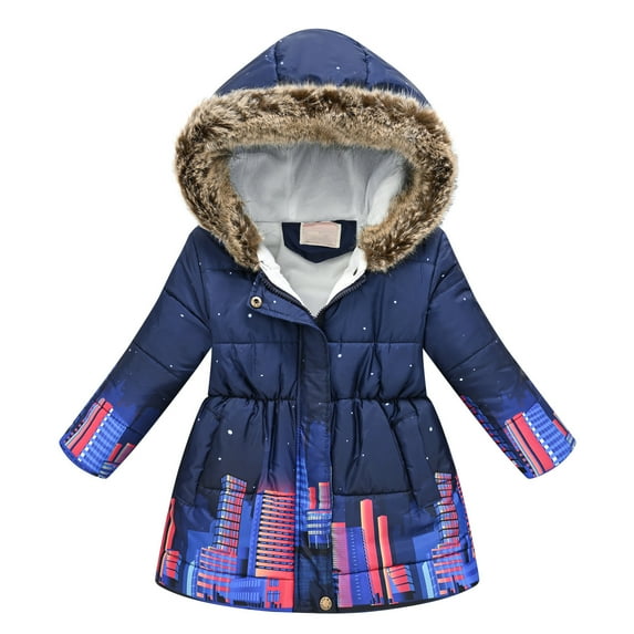 zuwimk Jackets For Kids Girls,Girls Winter Coat Puffer Jacket Toddler to Little Kid Baby Kids Girls Winter Thick Warm Hooded Windproof Coat Outwear Jacket Clothes