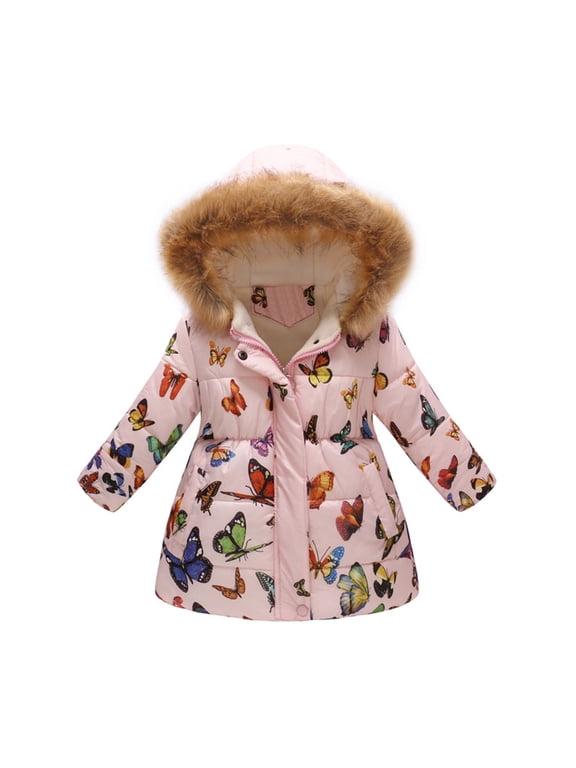 Jackets For Kids Girls,Girls Winter Coat Puffer Jacket Toddler to Little Kid Baby Kids Girls Winter Thick Warm Hooded Windproof Coat Outwear Jacket Clothes