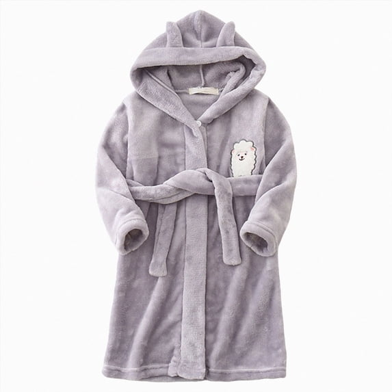 zuwimk Kids Bathrobe, Toddler Hooded Soft Towel Robe for Girls Boys Terry Cloth Robes Sleepwear(Grey,9-10 Years)