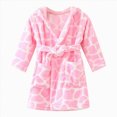 thumbnail image 1 of zuwimk Kids Hooded Bathrobe Girls Soft Plush Hooded Flannel Pajamas Sleepwear Boys Spa Robe(Pink,6-7 Years), 1 of 4