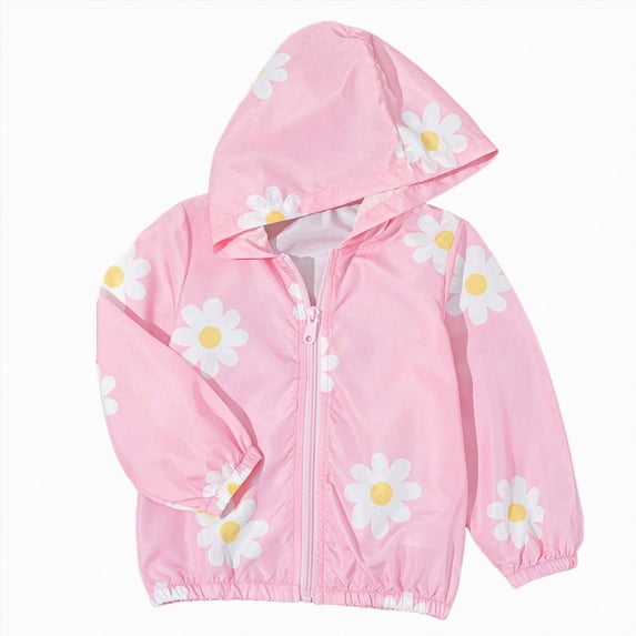 zuwimk Kids Toddler Rain Suit for Boys Girls One Piece Hoodie Zipper Cartoon Waterproof Coverall Rain Jacket(2-3 Years,Pink)