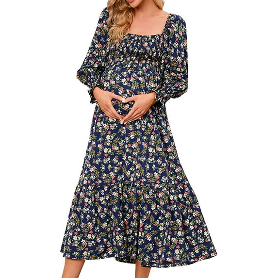 zuwimk Maternity Dress For Baby Shower,Maternity Bodycon Dress Side Ruch Short Short Sleeve Dress for Baby Shower Daily Navy,XXL