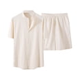 thumbnail image 1 of zuwimk Men Clothing Sets Outfits,Men's 2 Pieces Cotton Linen Set Henley Shirt Long Sleeve and Casual Beach Pants Summer Yoga Outfits Khaki,3XL, 1 of 5