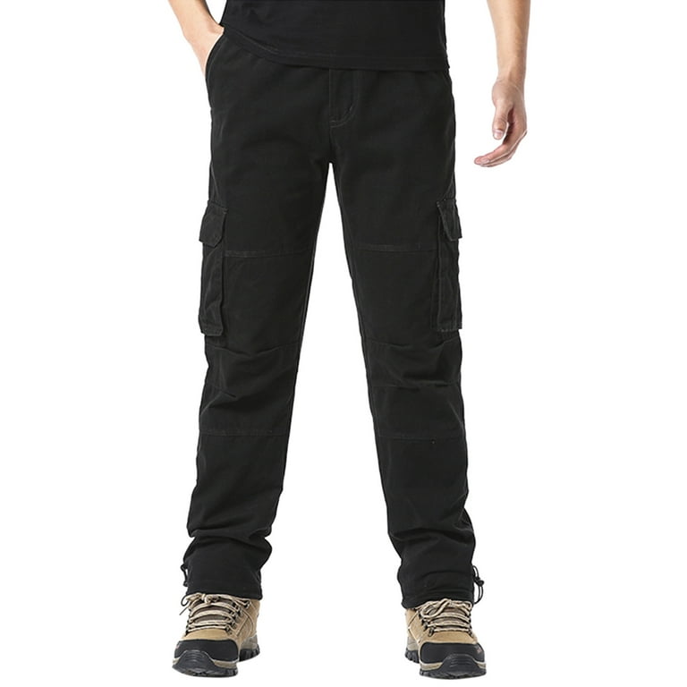 zuwimk Men'S Pants,Mens Relaxed Fit Cargo Pants Multi Pocket Camo Combat  Work Pants Black,M 