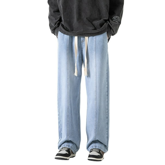 zuwimk Men'S Pants Relaxed Fit,Men's Straight Stretch Chino Pants Mens Drawstring Elastic Waist Pencil Pants Streetwear Cuff Trousers Casual Jeans Mens Workout Pants with Pockets Training Pant