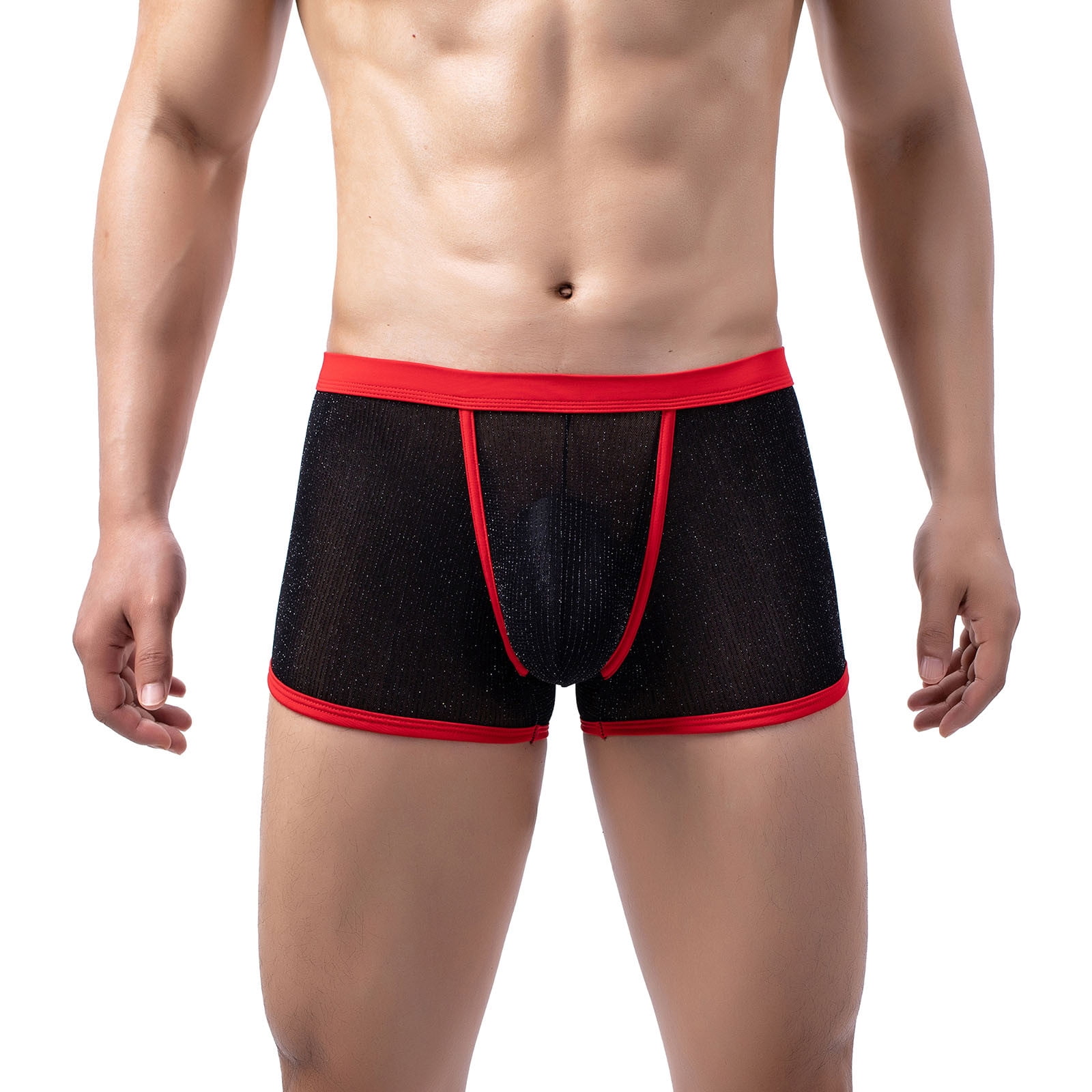 zuwimk Men Underwear Boxer Brief,Mens Micro Mesh Stretch Bikini Briefs Pouch  Underwear Black,L 
