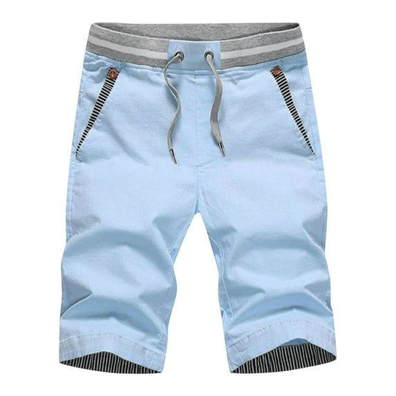 zuwimk Mens Cargo Shorts,Men's Cargo Shorts Relaxed Fit Below Knee Cargo Pants Blue,M
