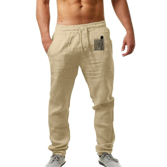 zuwimk Mens Pants Relaxed Fit,Men's Regular Fit Comfort Flex Waist Jean Khaki,M