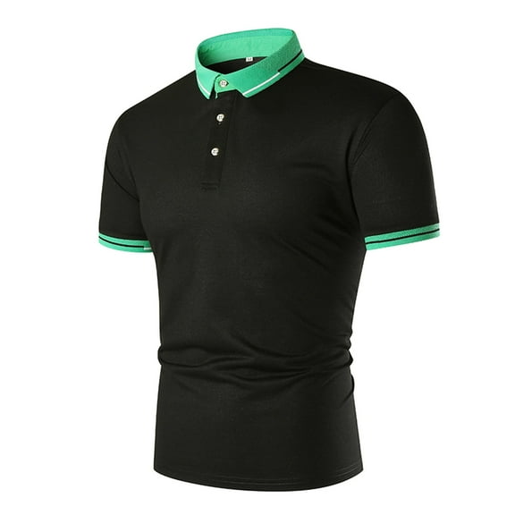 zuwimk Mens Polo Shirts,Men's Polo Shirts Casual Short Sleeve Summer Cotton Pique Shirts Black,S