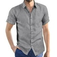 thumbnail image 1 of zuwimk Mens Shirts,Mens Short Sleeve Cuban Camp Guayabera Shirt Linen Cotton Hippie Beach Button Shirts Gray,3XL, 1 of 3